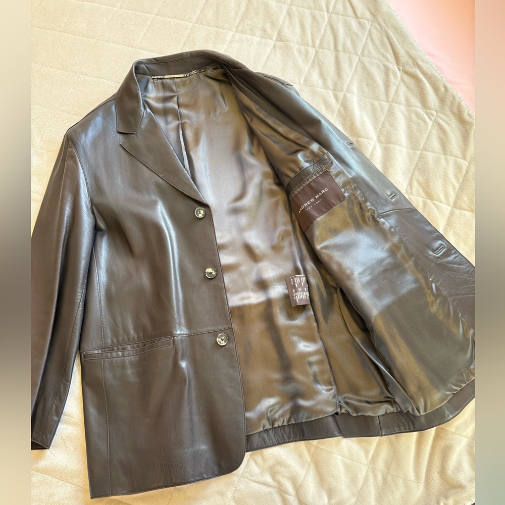 Andrew Marc Leather Dark Brown Men’s - Picture 2 of 11